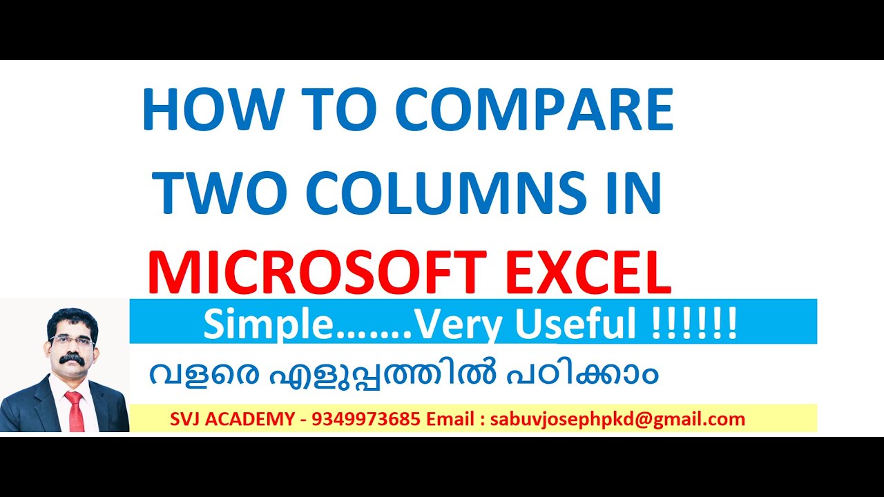how to compare two columns in excel using different methods | SVJ Academy