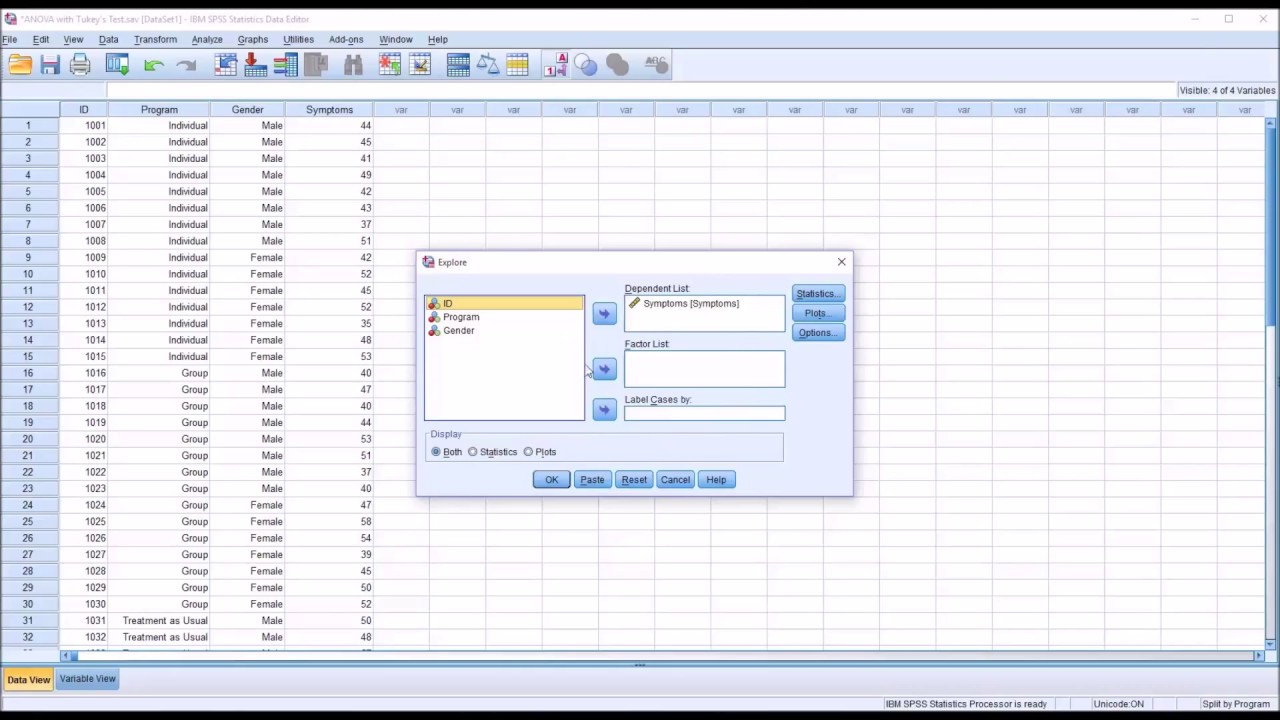 ANOVA with Tukey's HSD Post Hoc Test in SPSS