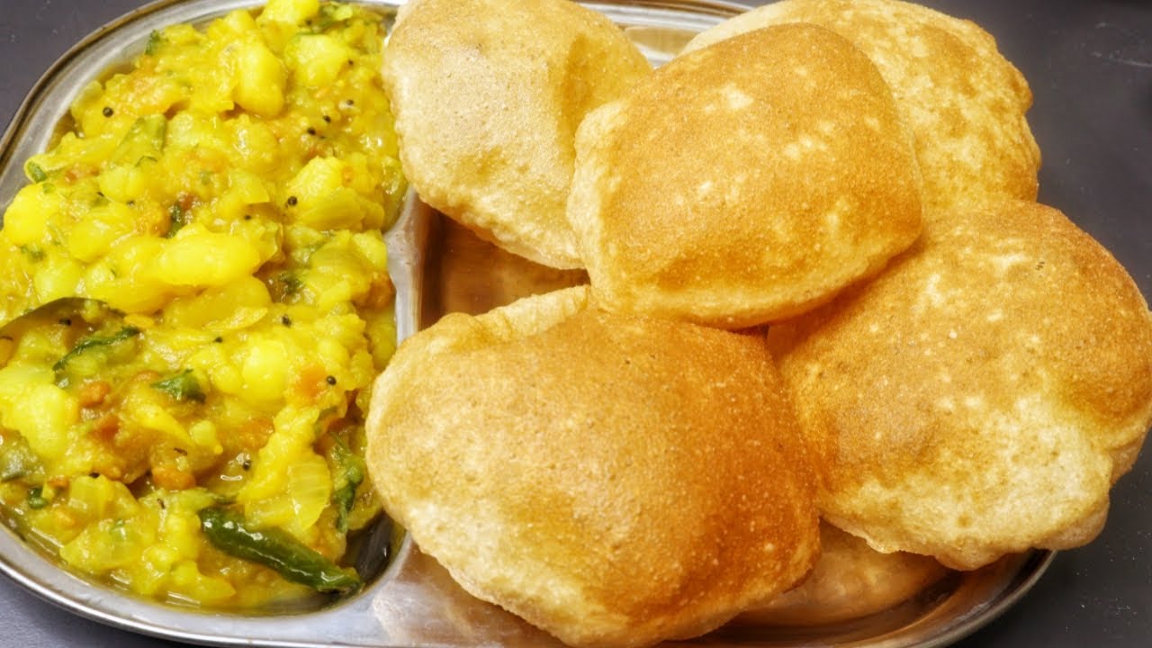 എണ്ണ കുടിക്കാത്ത perfect soft & puffy പൂരിയും കിടിലൻ പൂരി മസാലയും/ Poori & Bhaji/Breakfast Combo