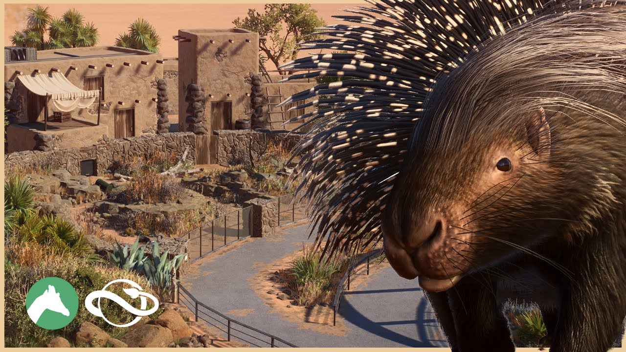 Building a PORCUPINE Habitat in the Desert Adventure Park! | Planet Zoo