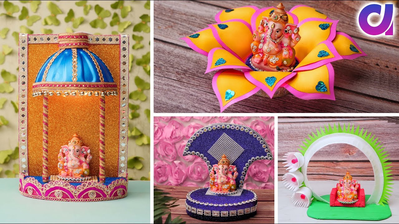 4 Beautiful Ganesh ji Eco-Friendly Singhasan/Makhar | Best out of waste | Artkala