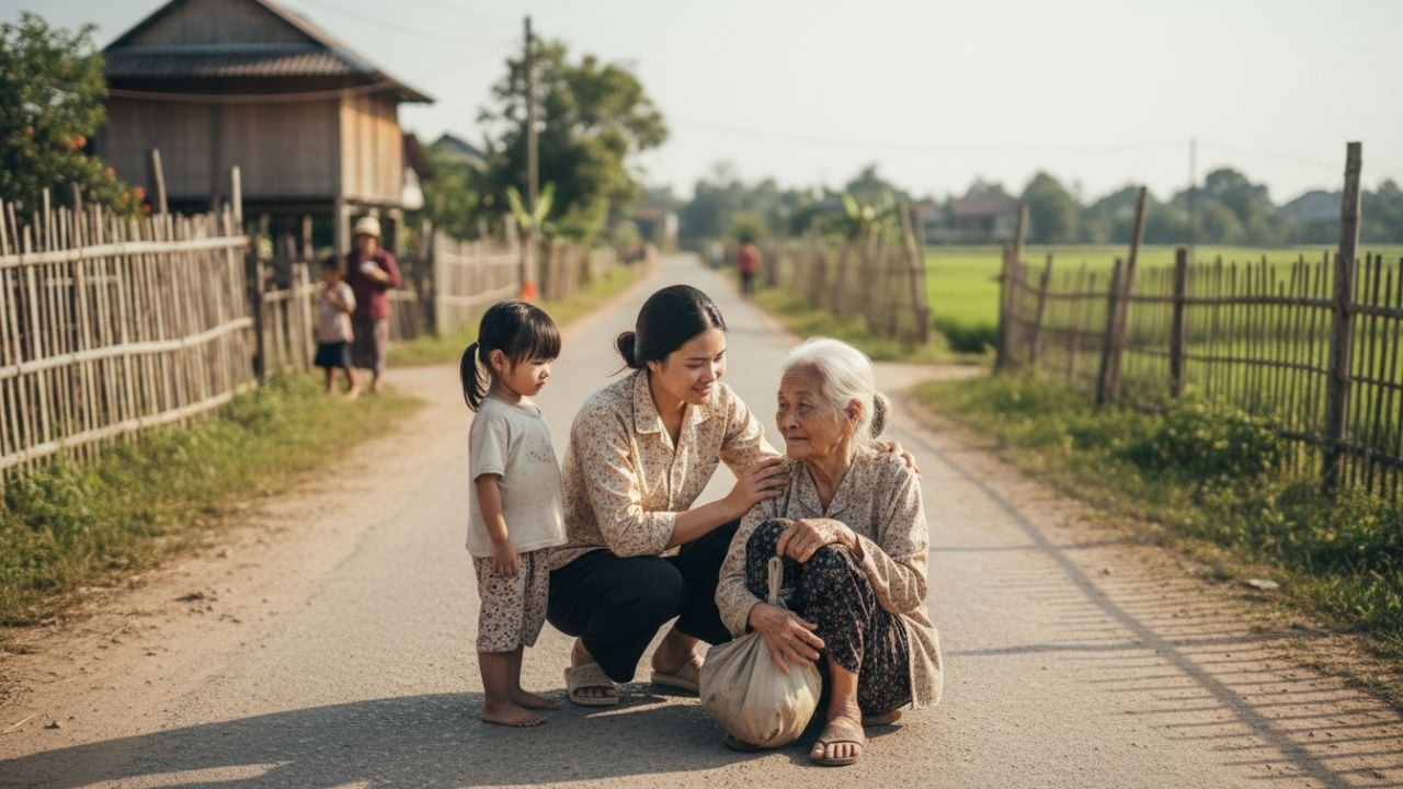 Mẹ đơn thân dang tay cứu bà lão bị bỏ rơi trong đêm tối, bí mật phía sau khiến mọi người sững sờ
