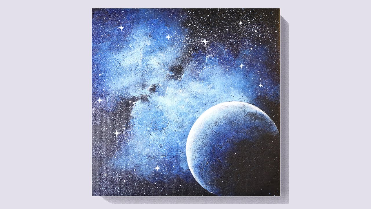 EASY MOON ACRYLIC PAINTING TUTORIAL FOR BEGINNERS | LEARN HOW TO PAINT | SPACE PAINTING #85