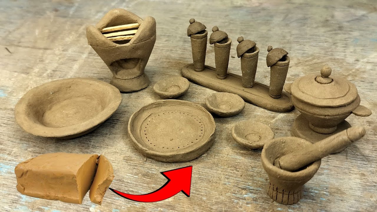 amazing technique make Kitchen set with polymer clay/handmade miniature kitchen set