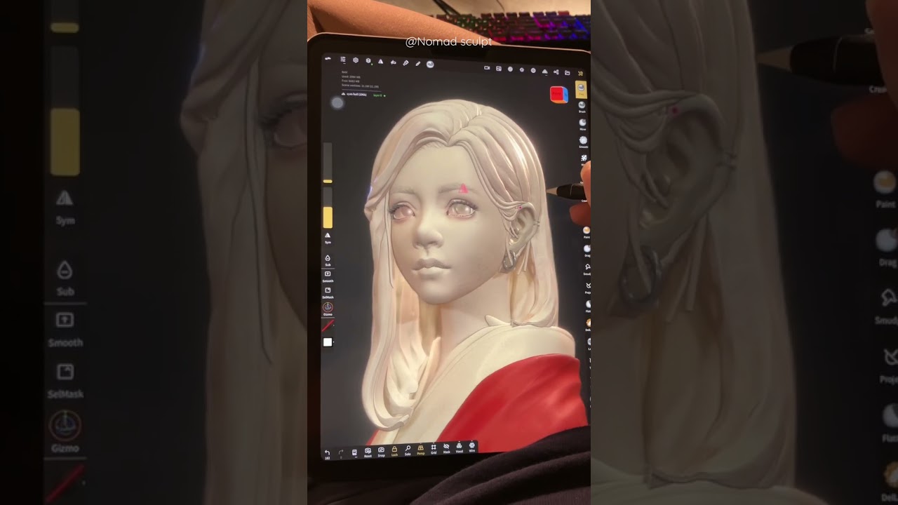 Sculpting via Nomad sculpt on iPad pro #3dartist #nomadsculpt #cgi #3d #3dsculpting
