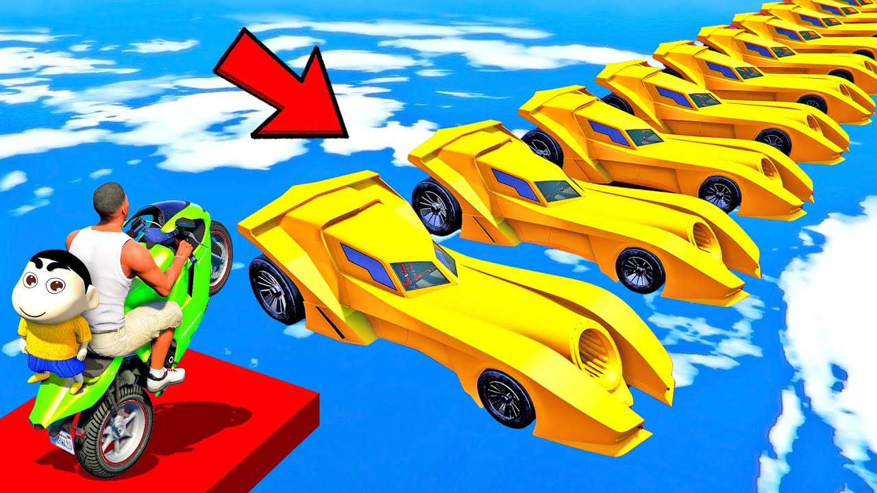 SHINCHAN AND FRANKLIN TRIED THE EXPENSIVE GOLD BATMAN CAR BRIDGE PARKOUR CHALLENGE GTA 5