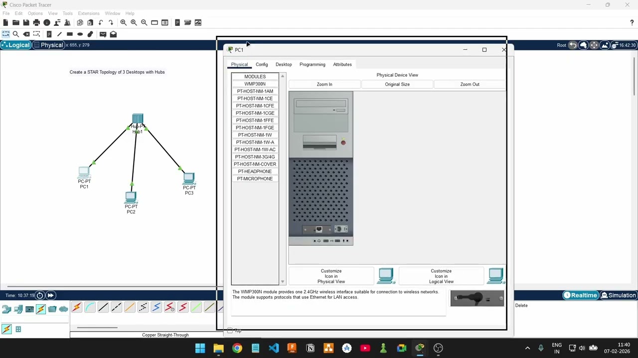 Cisco Packet Tracer | Introduction and Star Topology with HUB | Part 1 | Hindi