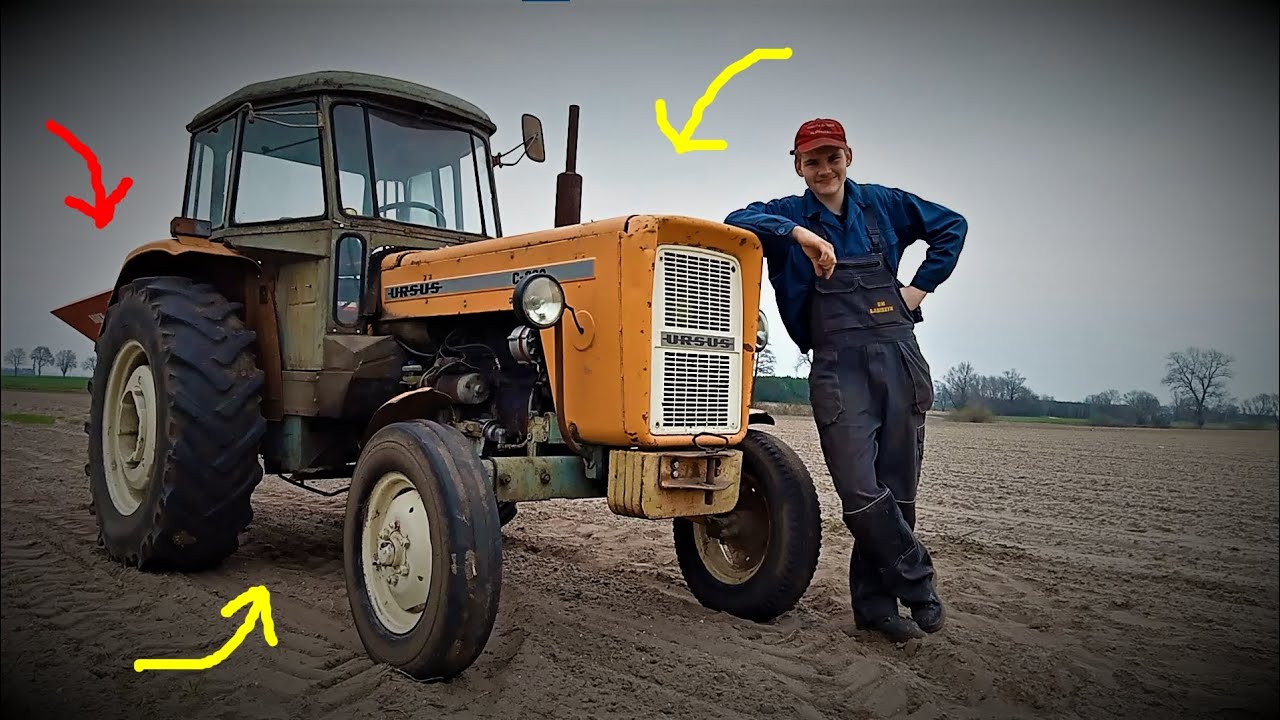 Rozsiewanie nawozu. Ursus C-360 w akcji. 