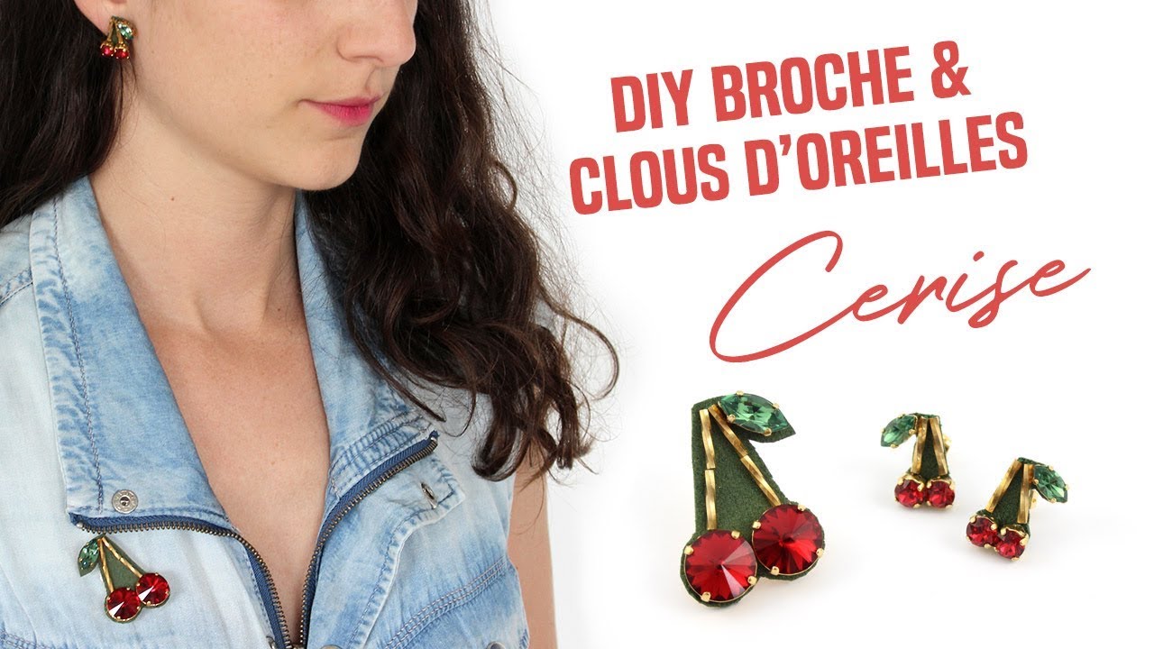 TUTO | DIY Broderie Broche et boucles oreilles cerises avec Cristaux PureCrystal