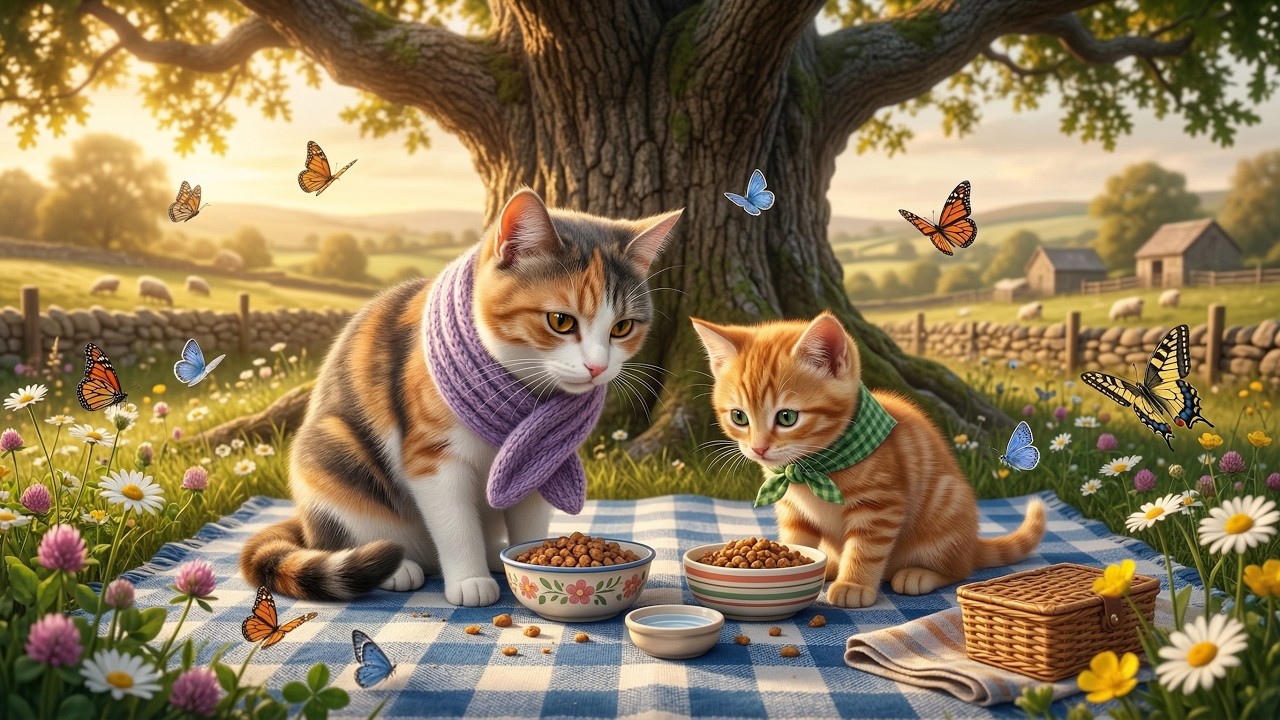 A Cute Cat Story: Kitten Delivers Lunch to Mom's Farm