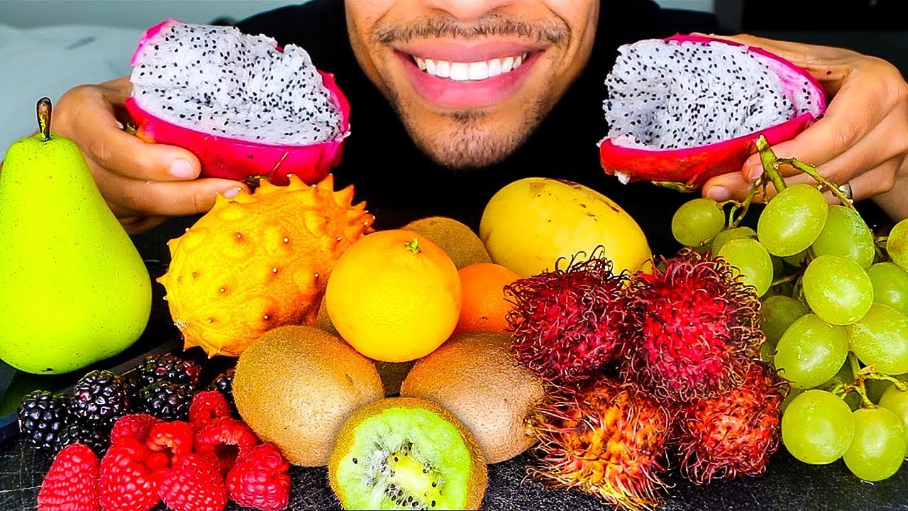 ASMR EXOTIC FRUIT MUKBANG | DRAGON FRUIT, KIWANO HORNED MELON, PEPINO MELON, RAMBUTAN | NO TALKING
