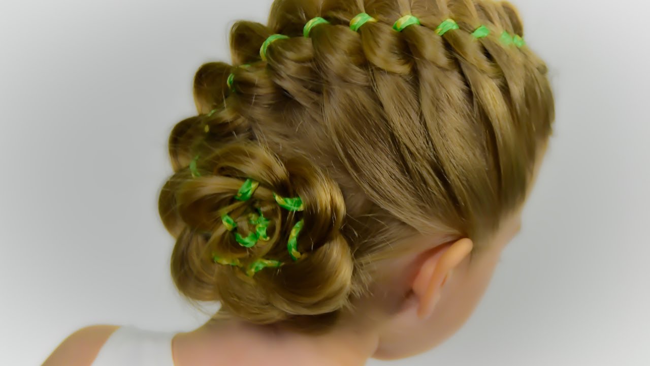 КОСА из 4 прядей с ЛЕНТОЙ. Прически с лентами для девочек