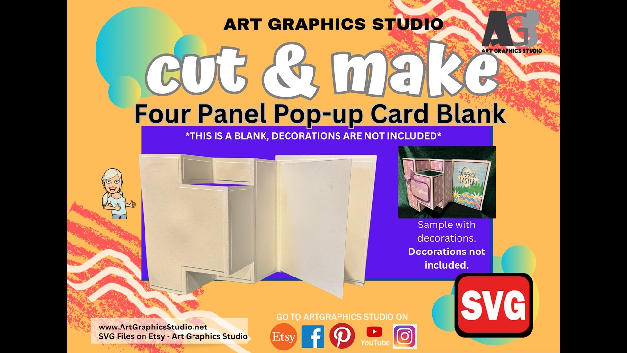 Four Panel Pop up Card to download and make. Digital Files.