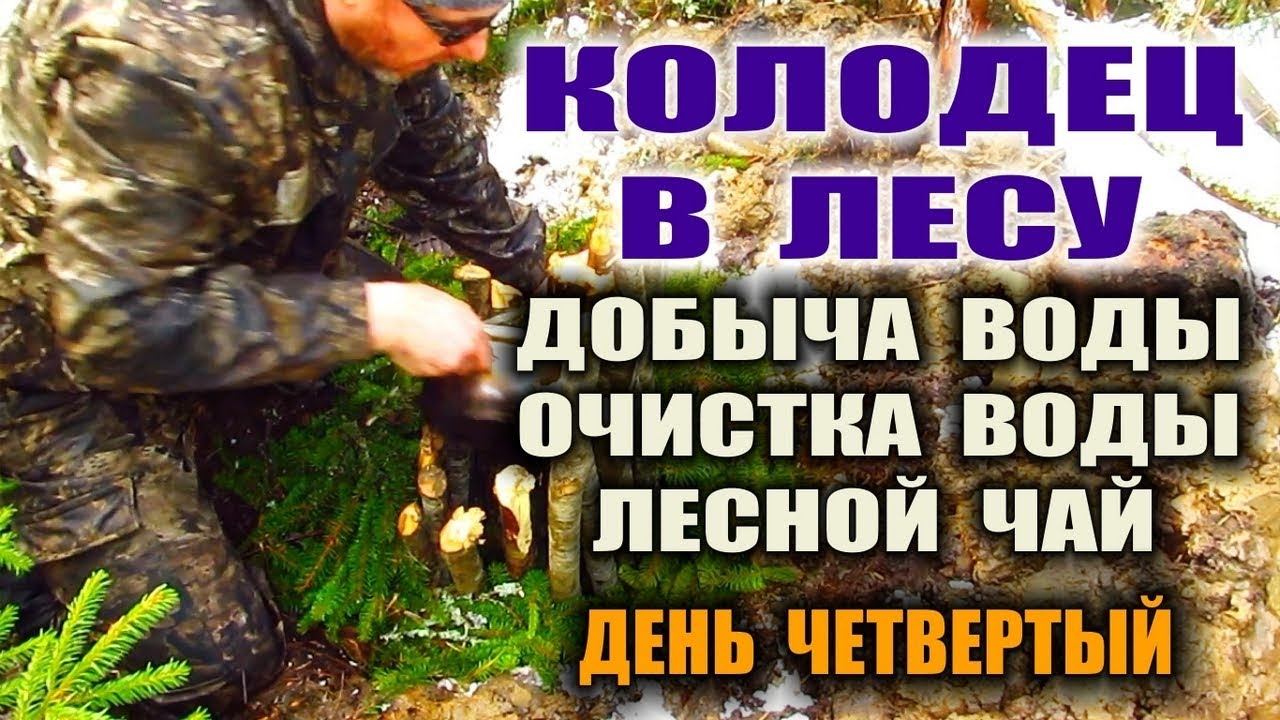 КОЛОДЕЦ СВОИМИ РУКАМИ В ЛЕСУ.  Отстойник для воды с еловым фильтром. Лесной чай. Бушкрафт.