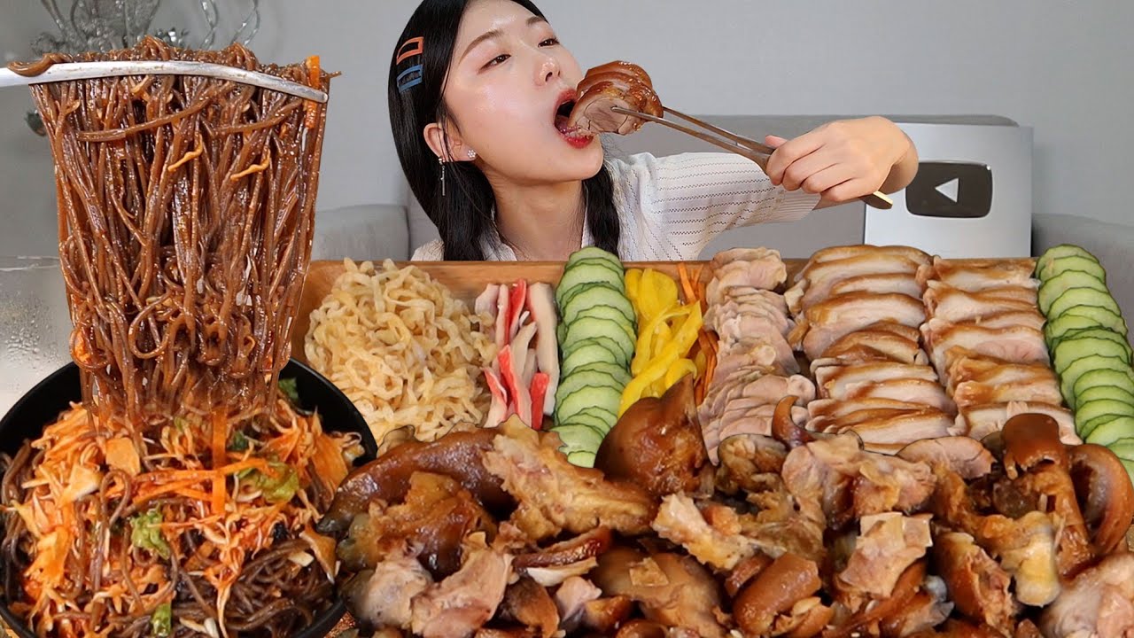 촉촉 담백하고 상큼한 족발 냉채족발 막국수 먹방:) pig hocks Jellyfish cold vegetable jokbal Mukbang