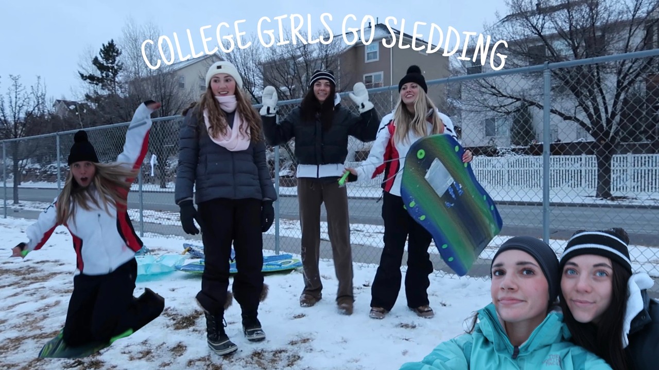 College girls go sledding