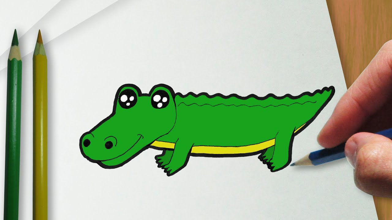 Como desenhar um jacaré kawaii