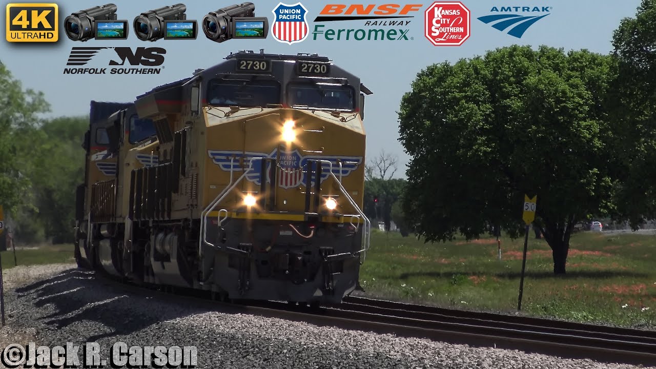 [4K] Railfanning Luling, TX 4/1 - 4/2/19 Feat UP KCS NS FXE Amtrak BNSF and more