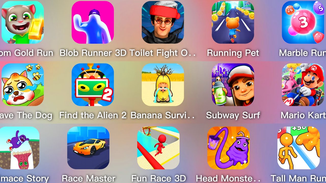 Tom Gold Run,Banana Survival Master,Running Pet,Fun Race 3D,Race Master,Subway Surf,Mario Kart...