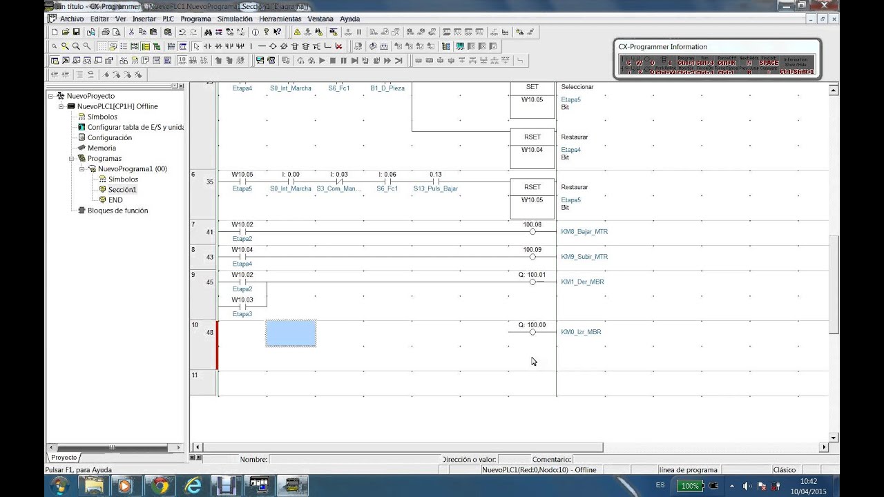 Curso 2014-15. Programación taladro (modo manual). Método Grafcet.