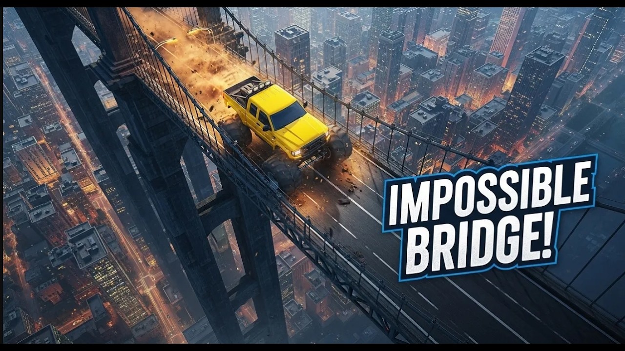 Monster Truck vs Impossible Mega Bridge 😱 | Insane Drop Challenge