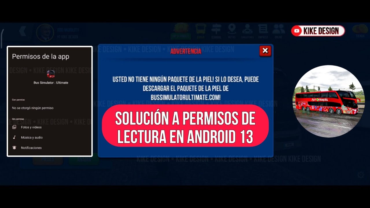 SOLUCIÓN PARA PONER 𝗦𝗞𝗜𝗡𝗦 EN BUS SIMULATOR ULTIMATE EN 𝗔𝗡𝗗𝗥𝗢𝗜𝗗 𝟭𝟯 𝘆 𝟭𝟰
