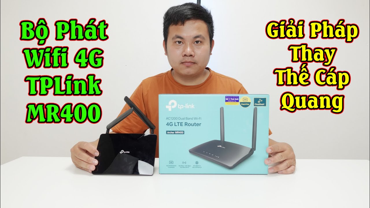 Bộ Ph&aacute;t Wifi 4G TPLink MR400 - Băng Tần K&eacute;p Chuẩn AC 1200Mbps, Kết Nối 64 Thiết Bị