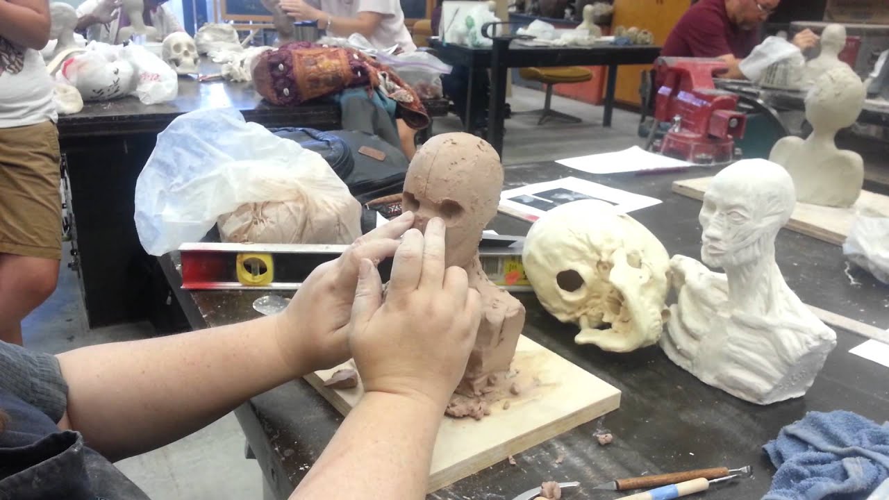 Beginning a portrait sculpture using anatomical methods: creating a gesture of the skull