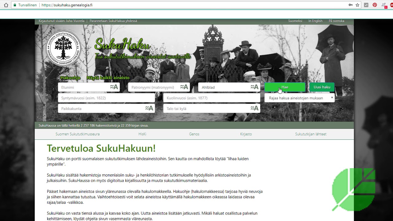 Miten  käytän SukuHakua? Osa 1