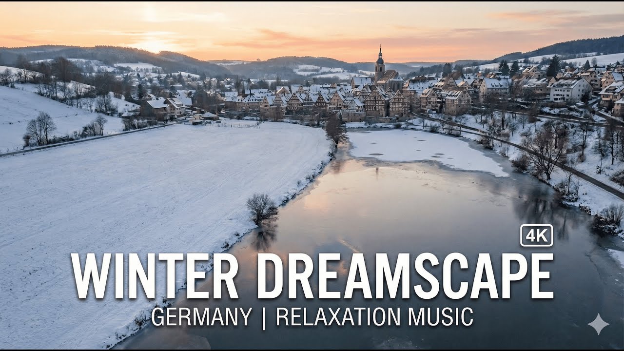 Relaxing Winter Drone Flight: Snowy Germany | 4K Cinematic Ambient