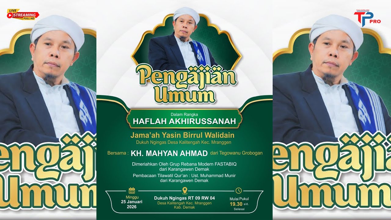 🔴 PENGAJIAN KH. MAHYAN ACHMAD DARI GROBOGAN - JAMA'AH YASIN BIRRUL WALIDAIN 