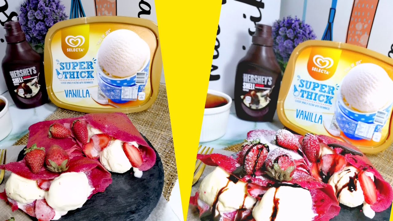 RED VELVET ICE CREAM CREPES with SELECTA VANILLA ICE CREAM | Pastor Reynnald