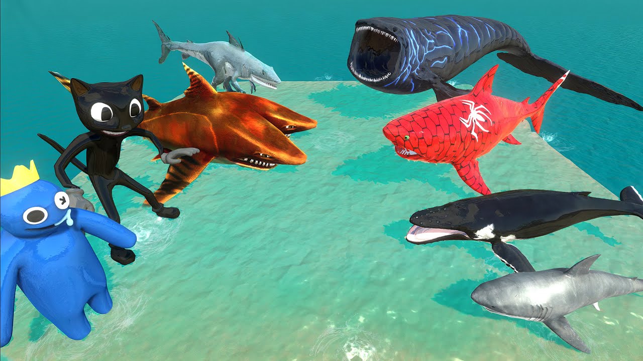 Aquatics Battle - The Bloop VS King Shark + Double Head Shark - Animal Revolt Battle Simulator