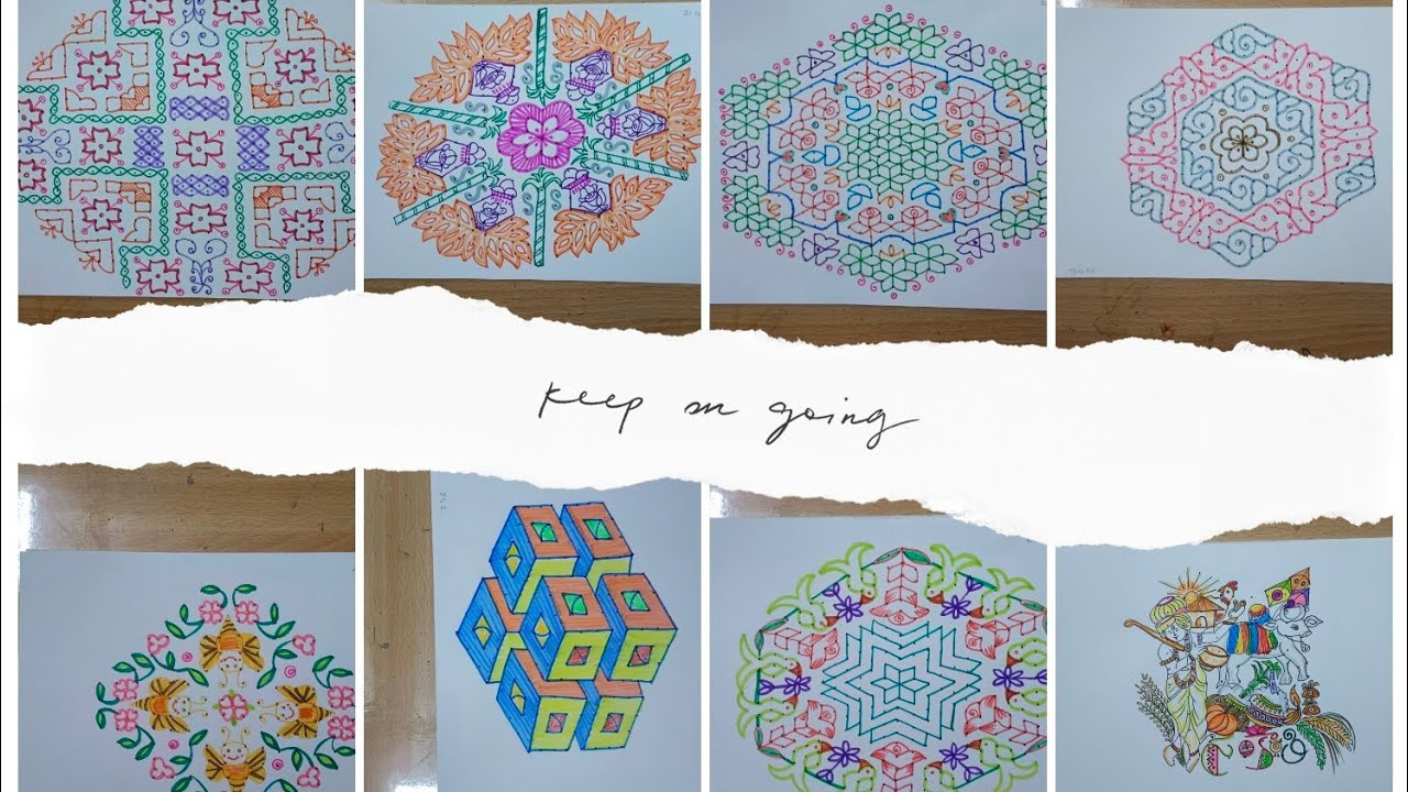 10 chukkala muggulu in 60 minutes.. big simple rangoli.. beautiful kolam 