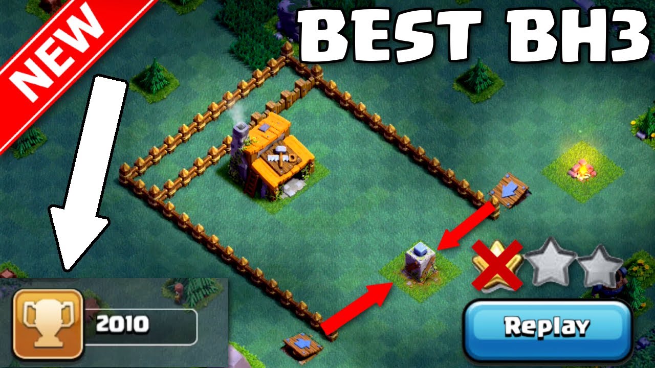 Clash of Clans | NEW BEST BH3 BASE (Replays @2k+ Trophies) Builder Hall 3 Base w/Second Cannon (x2)