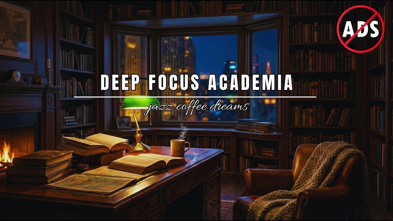 Dark Academia Rain & Jazz ☕ Cozy Vintage Library Ambience for Work