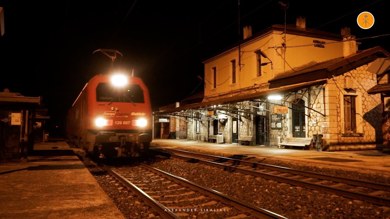 Night Freight Trains in Central Greece.