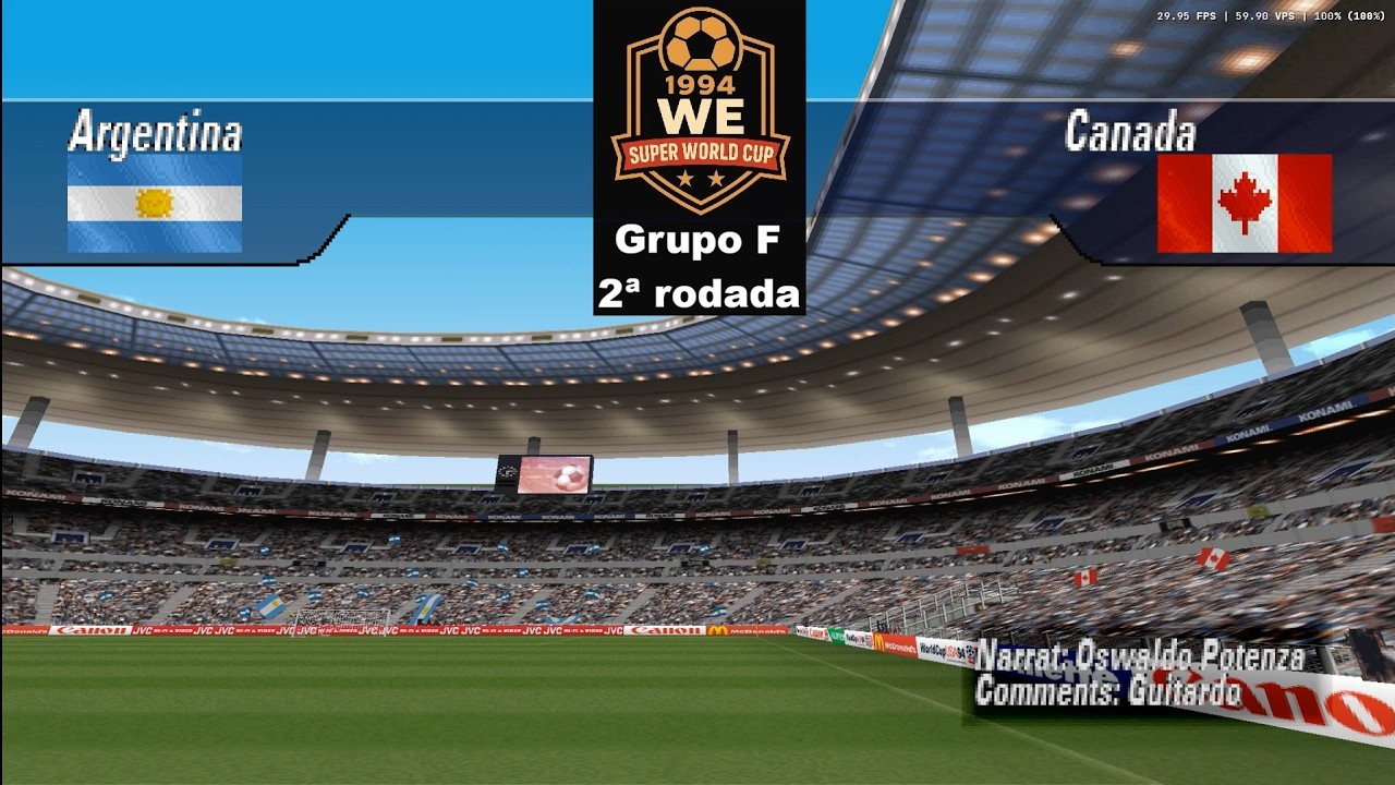 ARGENTINA X CANADÁ | SUPERCOPA DO MUNDO WE 1994 | GRUPO F | 2ª RODADA