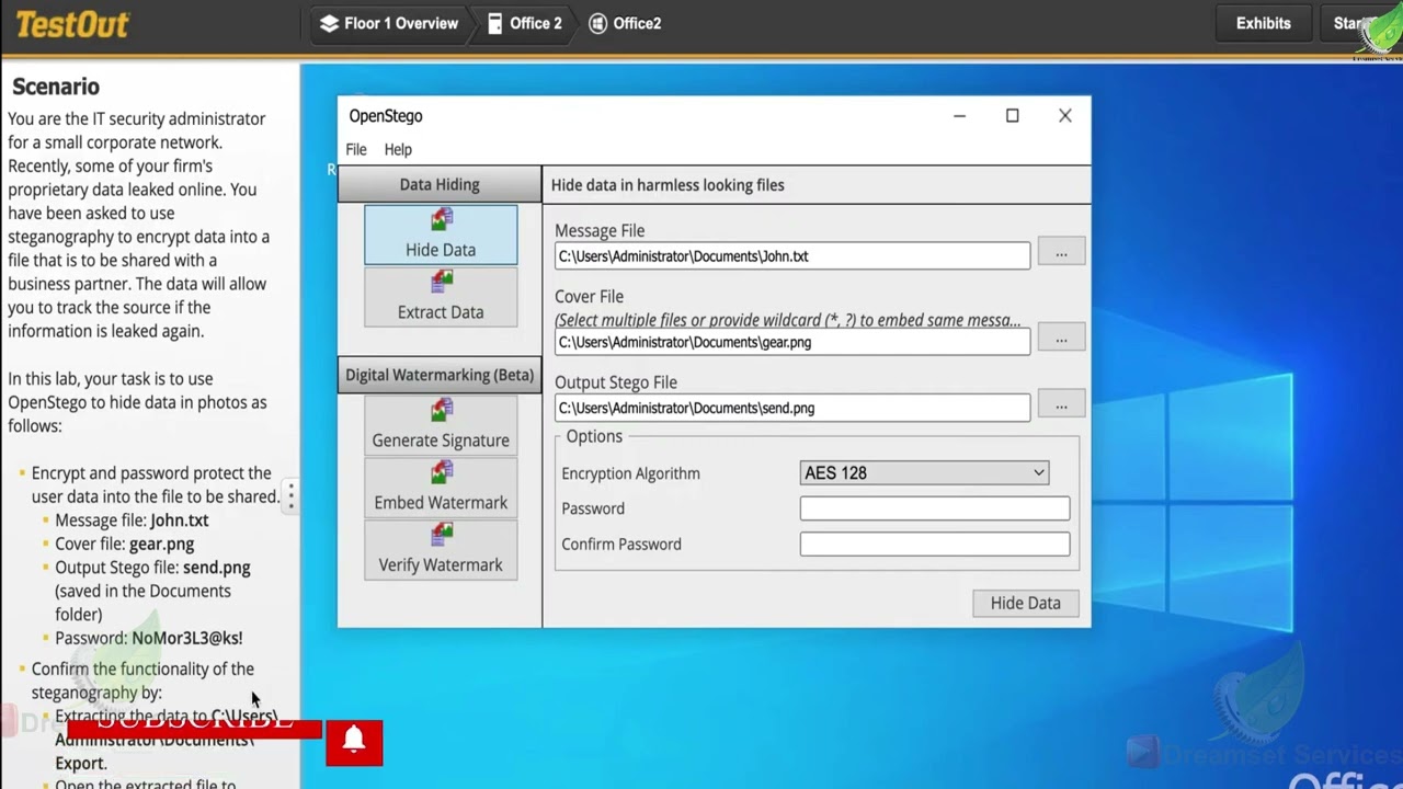 Security Pro Lab 7.1.11 Скрытие файлов с помощью OpenStego TestOut