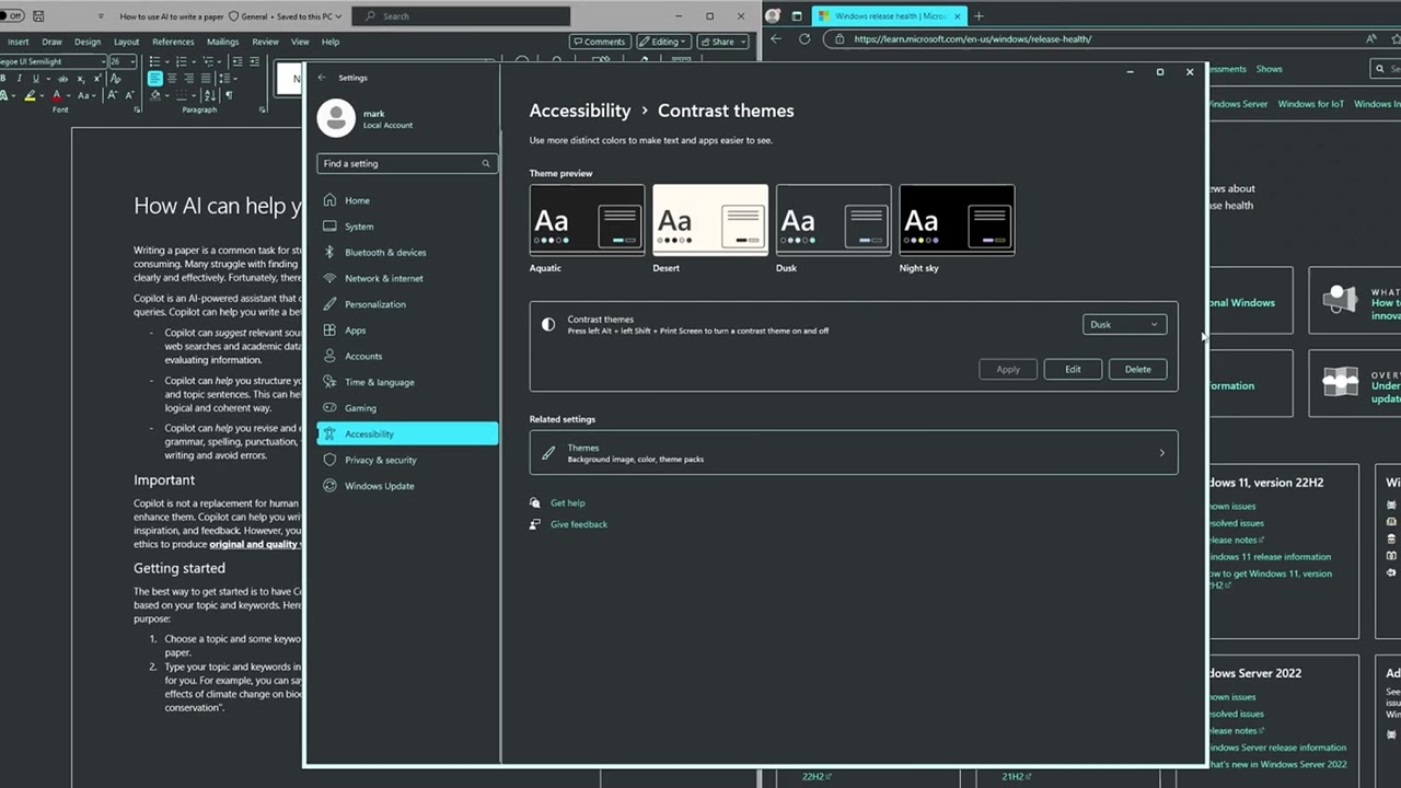 Navigate the color and contrast settings | Windows 11