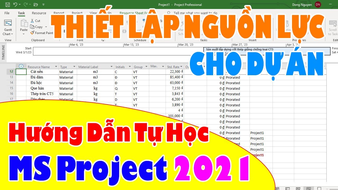Thiết Lập Nguồn Lực, Gán Nguồn Lực Với Công Việc Trong Phần Mềm Microsoft Project 2021