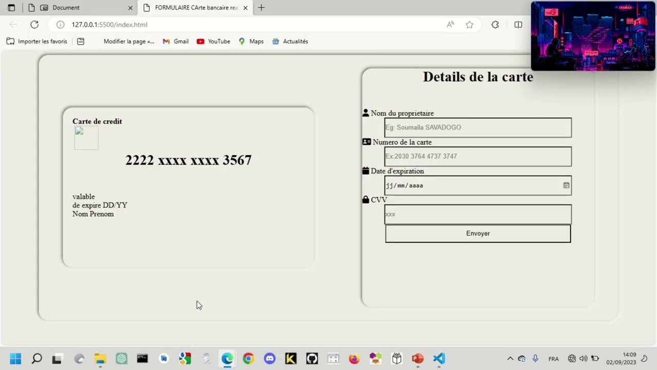 Interface de paiement style neumorphisme Html css js