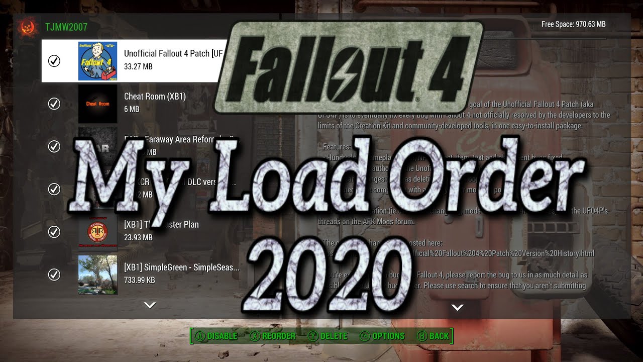Fallout 4 - My Load Order 2020 (XB1)