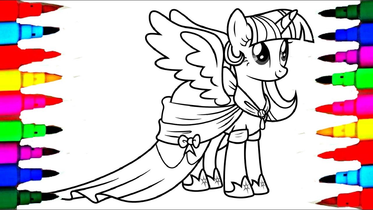 My Little Pony Princess Twilight Sparkle Coloring Pages l How to Color and Learn Colors for Kids