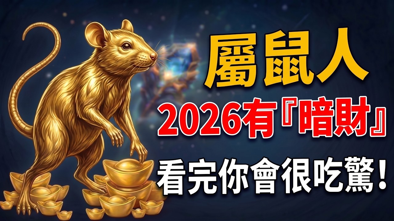 揭秘屬鼠人2026年『暗財運』：你以為的倒楣事，其實是老天在幫你！看完你會很驚喜！#2026生肖鼠運勢 #屬鼠2026運勢 #生肖鼠財運 #轉運 #沖太歲 #生肖鼠 #屬鼠八字 #趨吉避凶 #偏財運