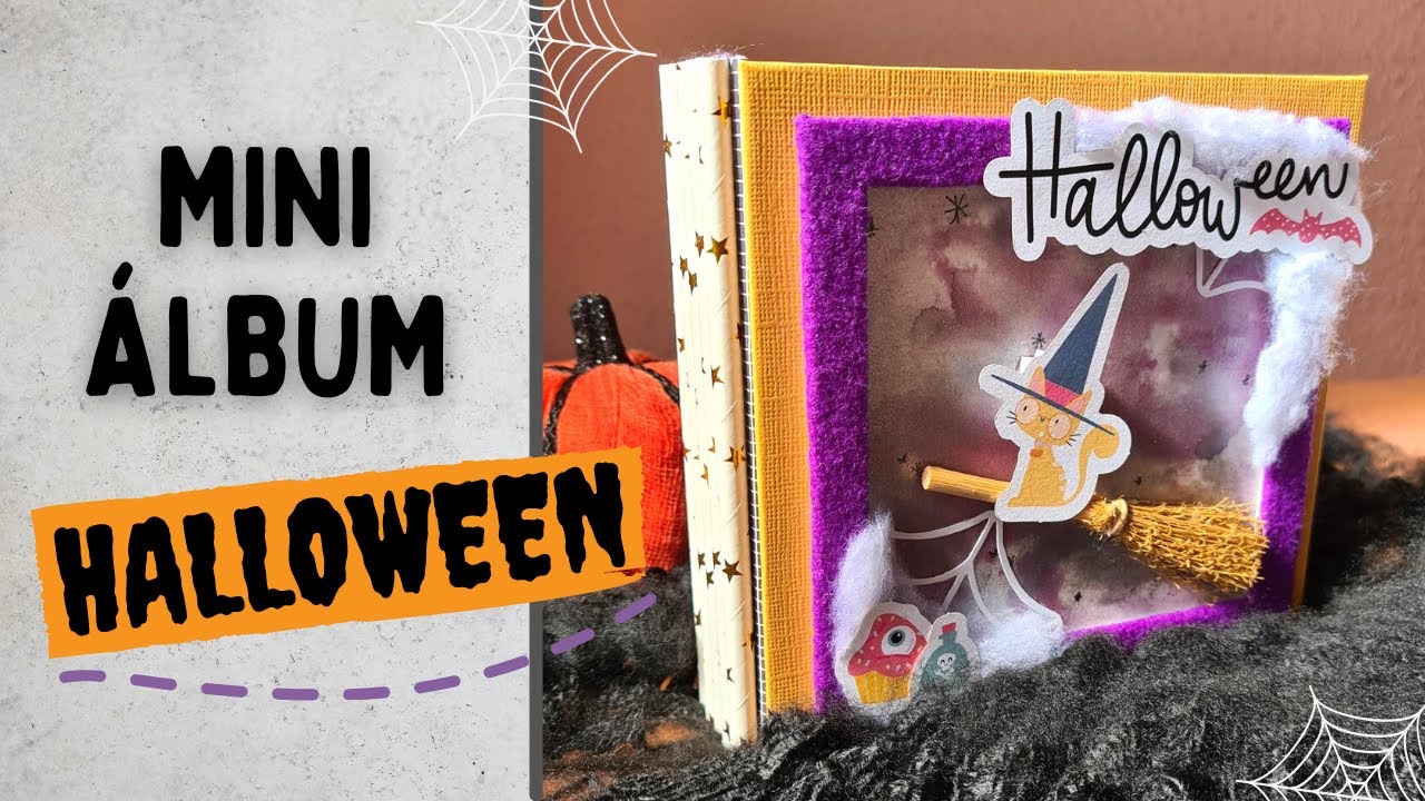 MINI ÁLBUM fácil con PAJITAS para HALLOWEEN 🎃 | Tutorial Scrapbooking