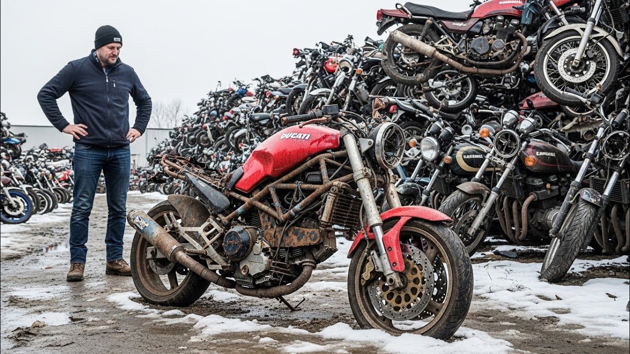Abandoned Red Ducati Monster 900 1993 Full Restoration