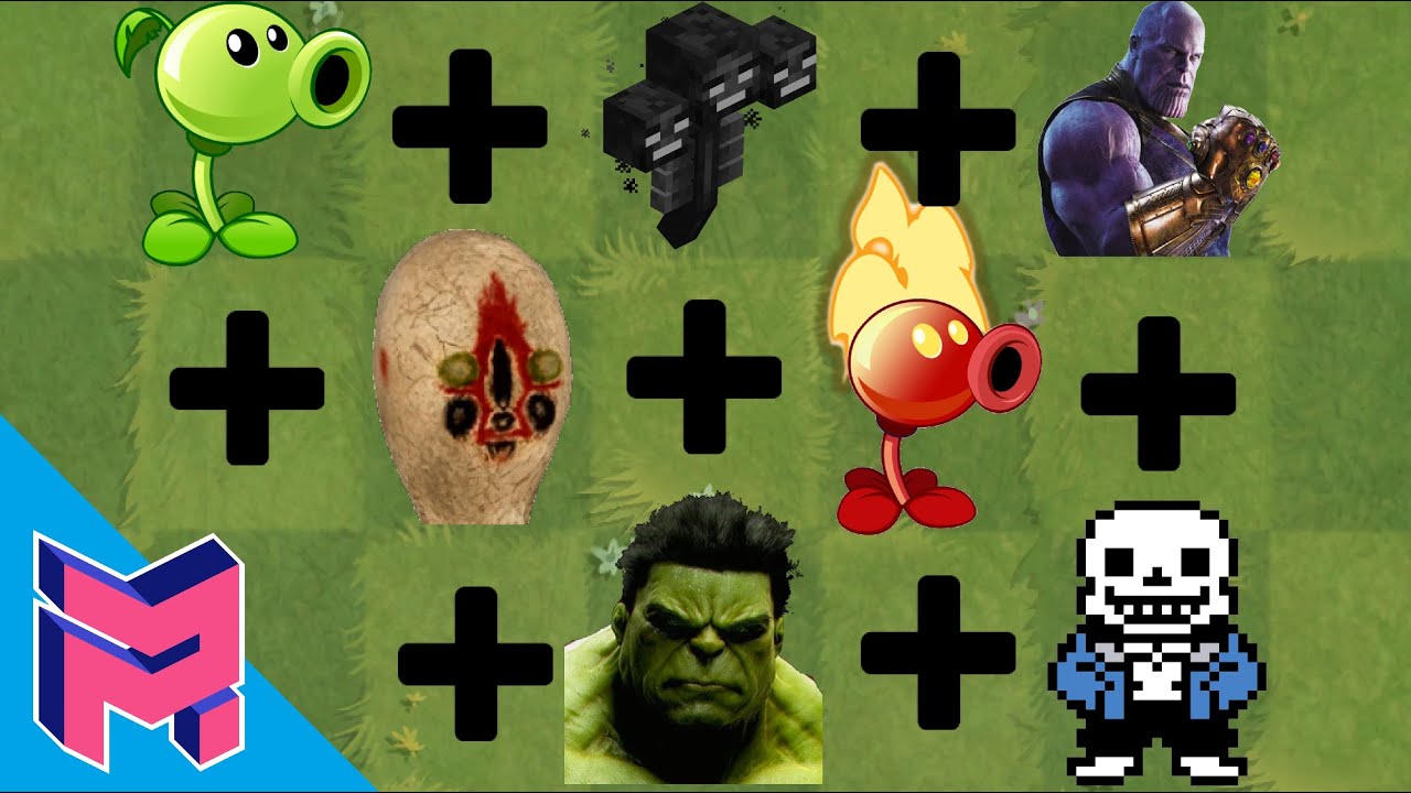 Plants vs Zombies Fusion Hack Animation (Peashooter + Wither + Thanos + SCP-173 + Hulk + Sans + )