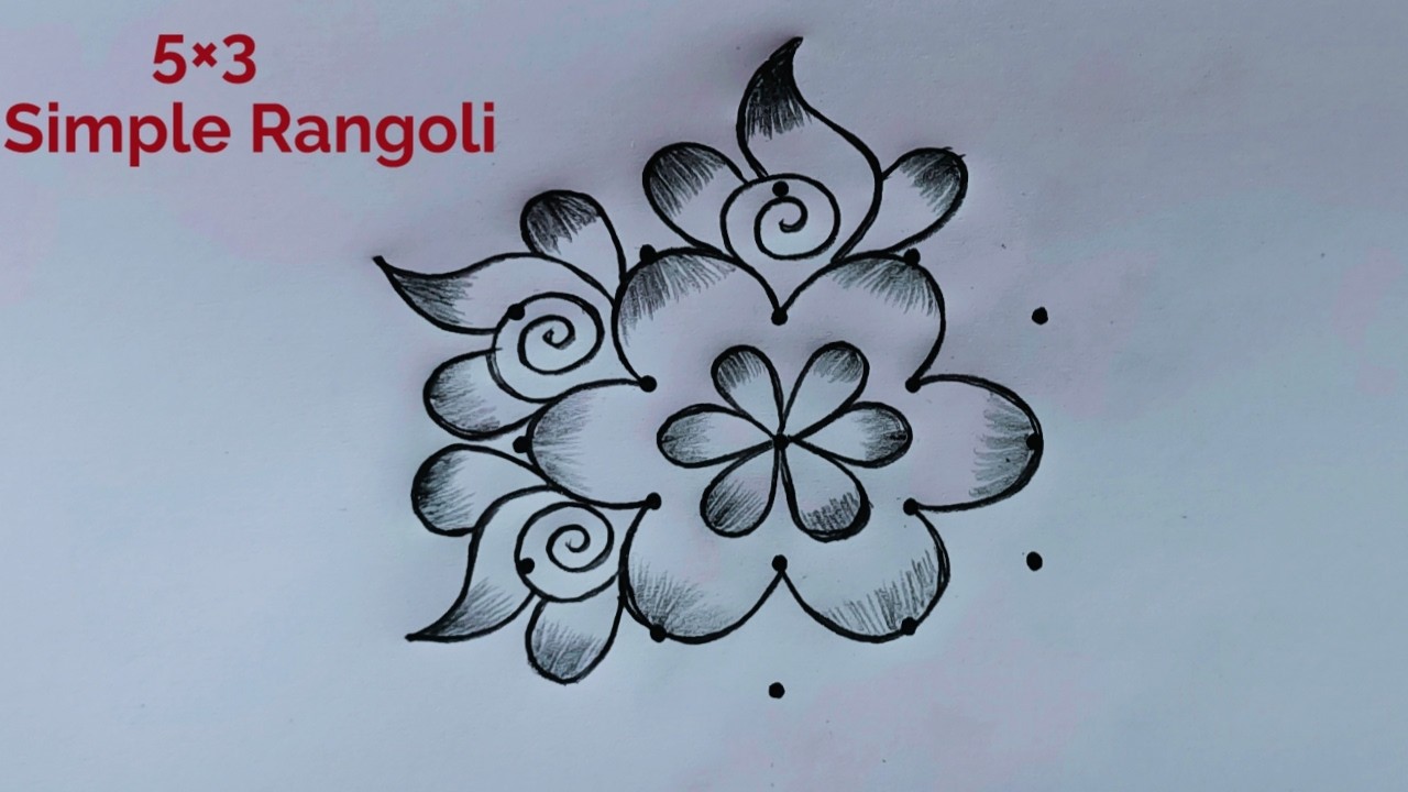 Very Simple and Easy Rangoli Design 5×3 🌺 5 Dot Simple Muggulu 🌺 Daily Rangoli 🌺 Beautiful Rangoli