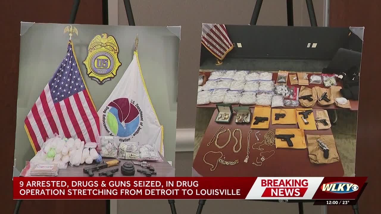 9 arrested, drugs and guns seized in Louisville, Detroit raids